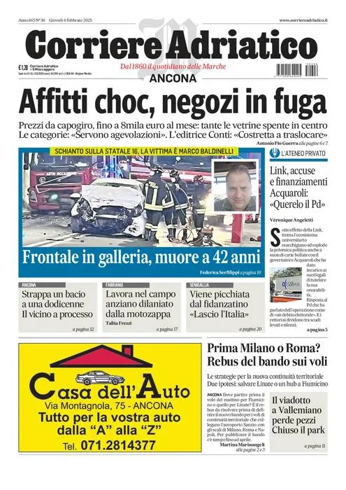 Prima-pagina-corriere adriatico-edizione-di-oggi-06-02-2025